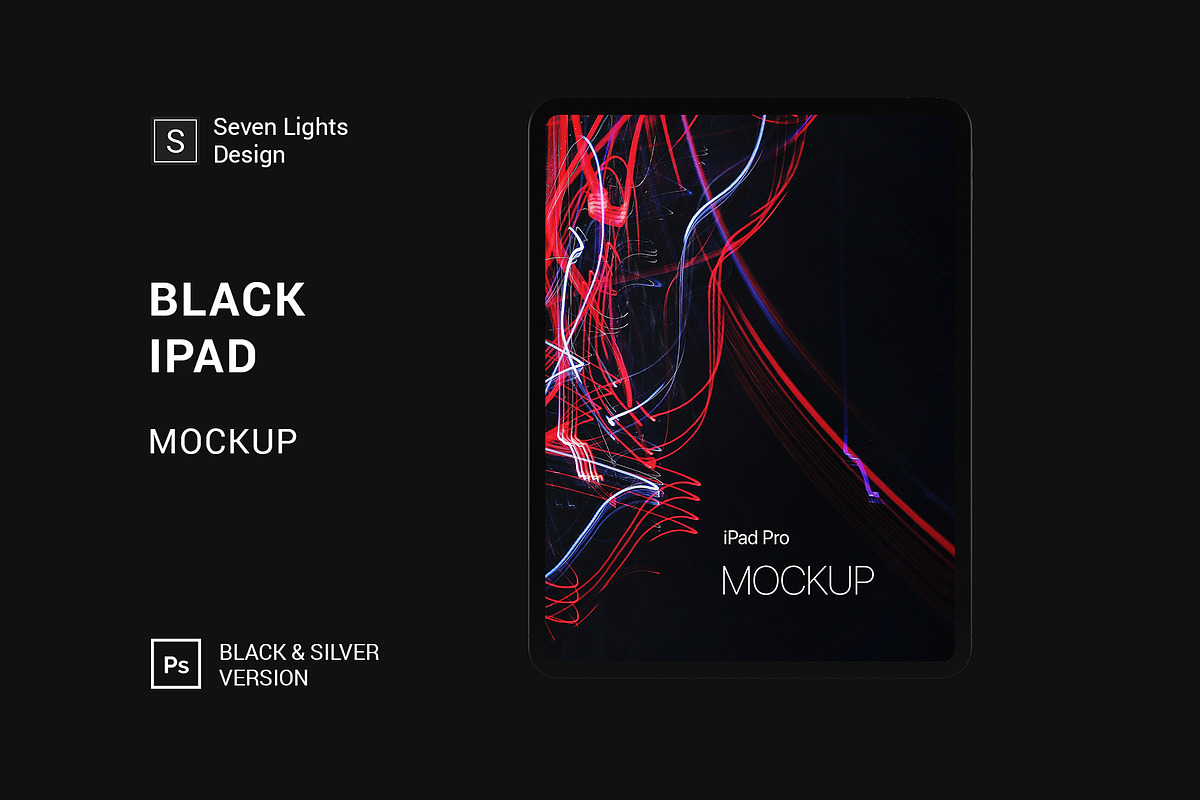 Black iPad Mockup, an iPad Mockup by Seven Lights (Photo 1 of 4)