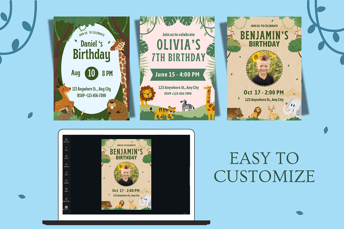 Zoo Birthday Invitations Templates, a Templates & Theme by TemplateCastleStore (Photo 3 of 18)