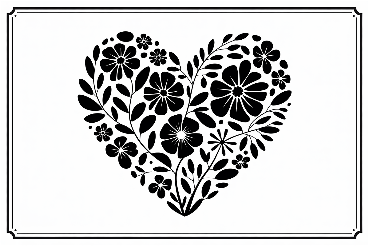 Elegant Black Floral Heart, an Illustration by Amazin_art (Photo 15 of 16)