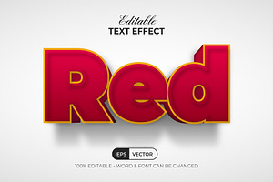 3D Text Effect Red Style