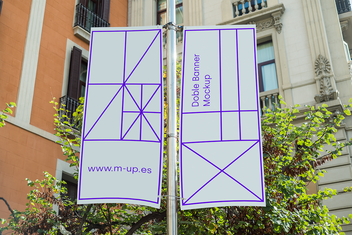 Double Vertical Banner Mockup, an Advertising Mockup by M-up (Photo 2 of 3)