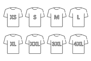 T-shirt Size Icon Set, an Object Illustration by Vector Creator