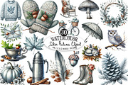 Watercolor Silver Autumn Clipart, an Illustration by Designking (Thumbnail 1 of 4)
