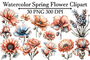 Watercolor Spring Flower Clipart, an Illustration by Design Market (Thumbnail 1 of 5)