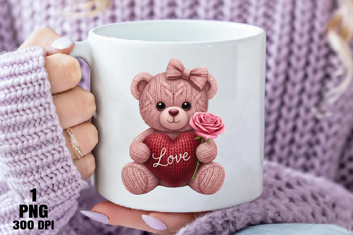 Faux Yarn Valentine Teddy Bear Png, an Illustration by Daily.Designs (Photo 5 of 5)
