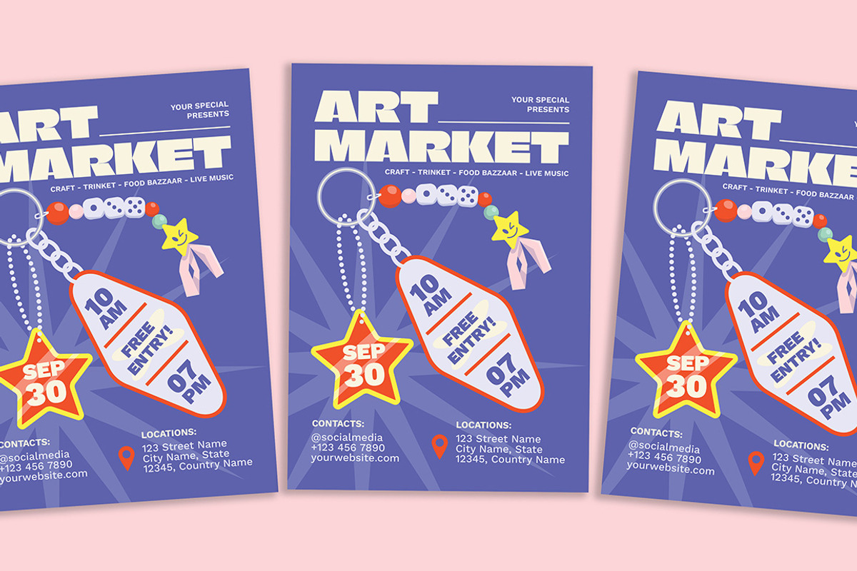 Modern Art Market Flyer, a Flyer Template by Gumico Studio. (Photo 1 of 3)