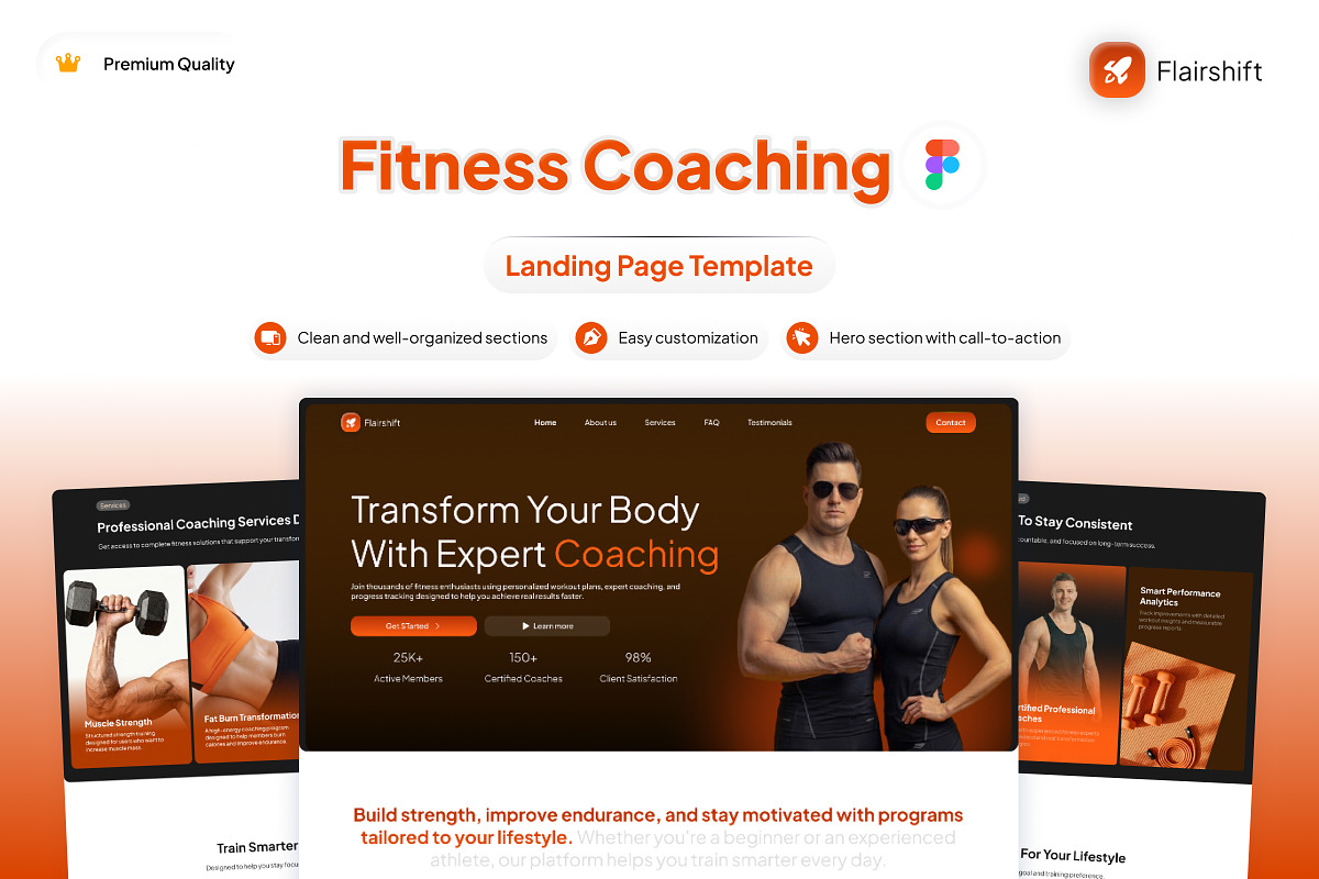 Fitness Coaching Landing Page, a Landing Page Template by Font Kingdom (Photo 1 of 5)