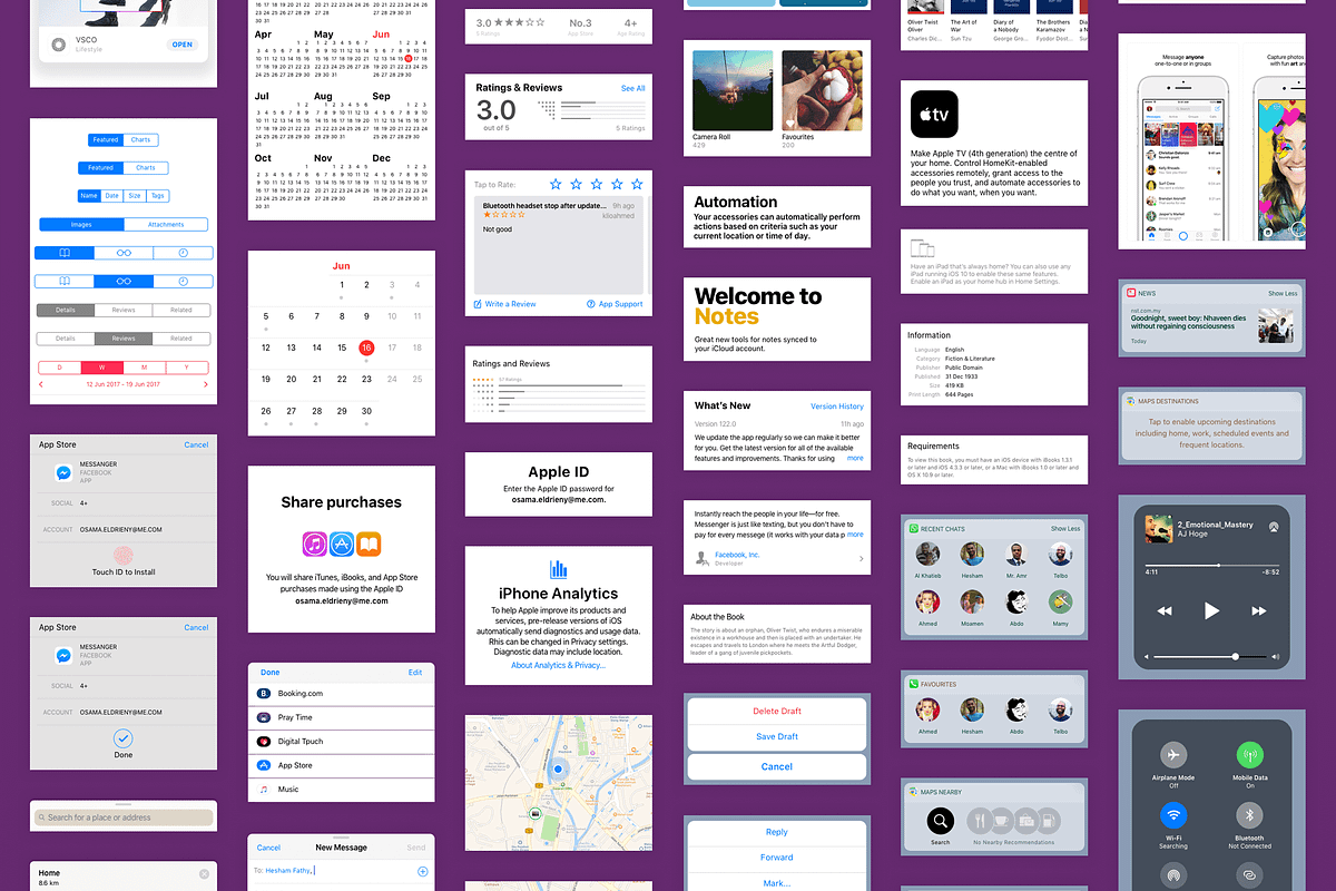 iOS11 GUI KIT Illustrator Sketch XD, an UI Kit Template by Ui Markets (Photo 8 of 21)