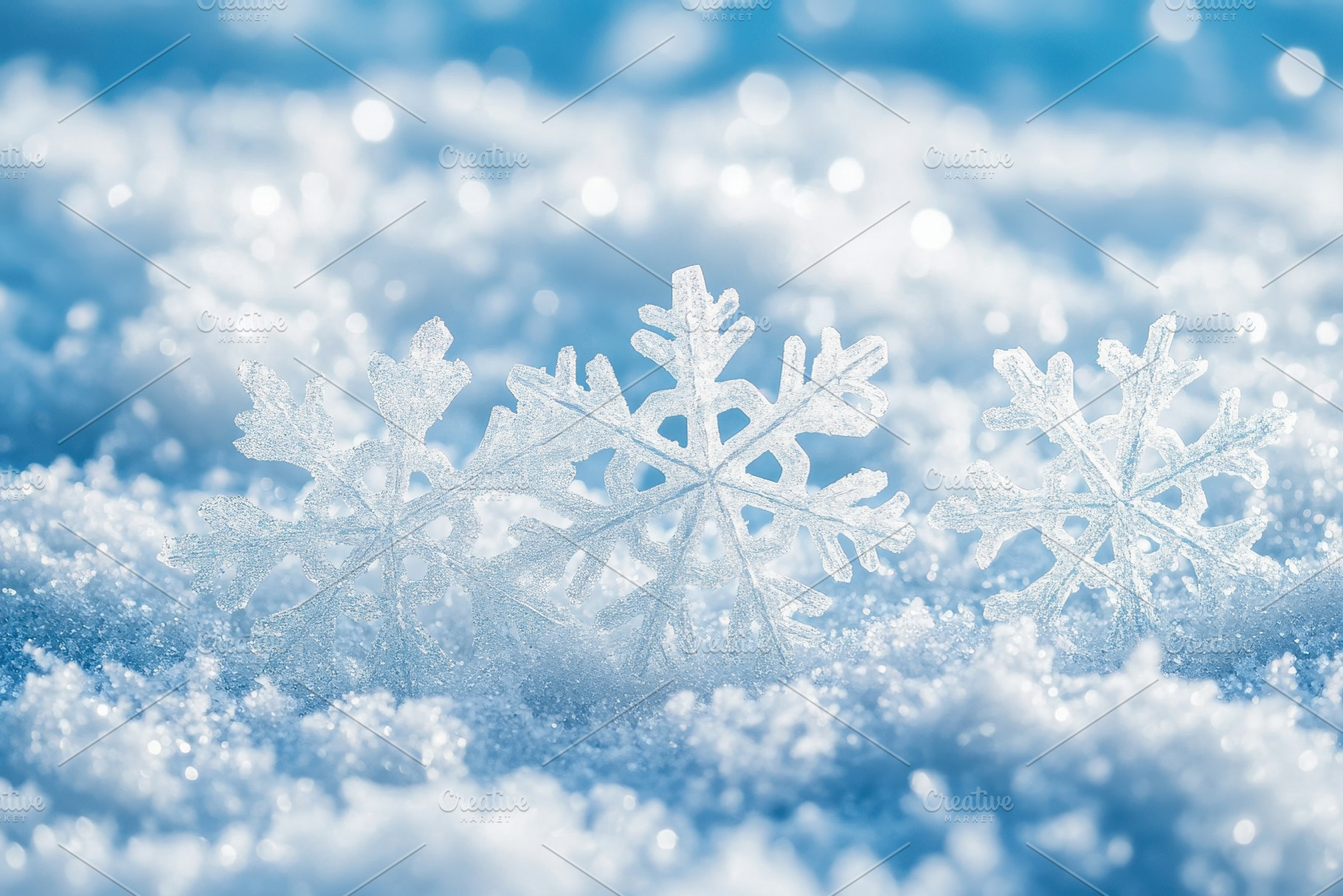 Beautiful snowflakes on soft white s, a Photo by Iftikhar Alam