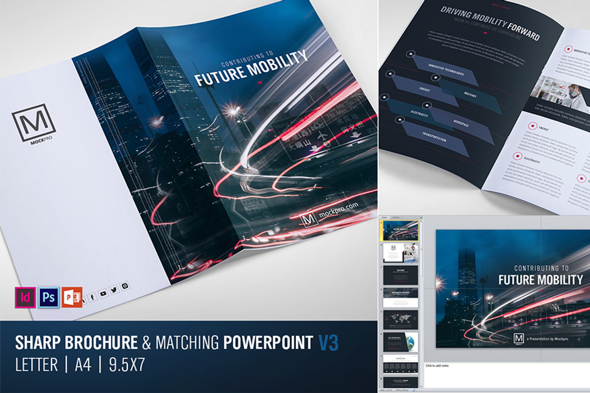 Sharp Modern Brochure and PowerPoint, a Brochure Template by Shop Mockpro (Photo 1 of 11)