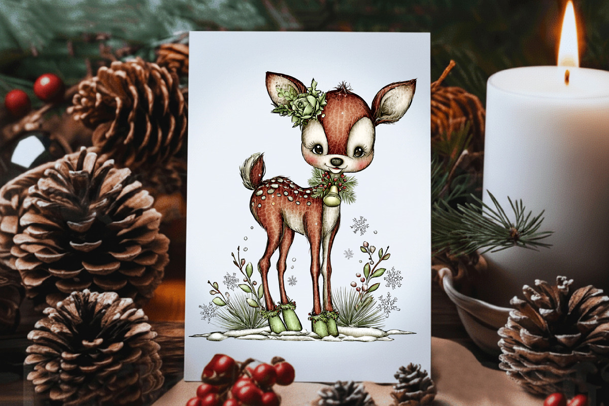 Woodland Christmas Animals Clipart, an Illustration by Dream Creation (Photo 6 of 7)