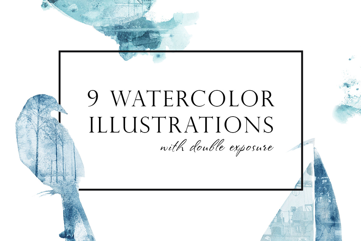 Watercolor blue illustrations, an Illustration by WinWinFolly (Photo 1 of 7)