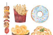 Watercolor Fast Food Clipart, a Food Illustration by ArtbyHien (Thumbnail 2 of 5)