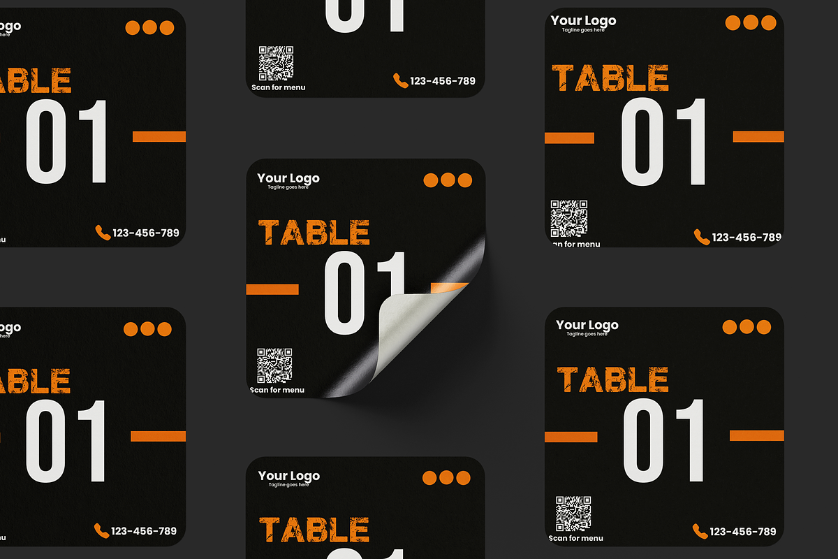 Restaurant Table Sticker & QR Menu, a Stationery Template by microtasker (Photo 3 of 3)
