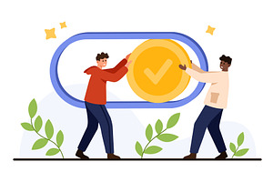 People Activating Power Switch, a Technology Illustration by Flashvector