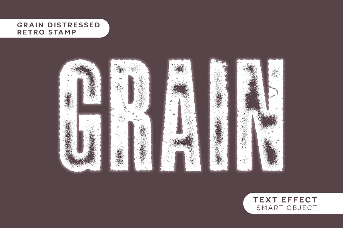 Grain Retro Stamp Text Effect, a Layer Style Add-On by studiogstock (Photo 1 of 2)