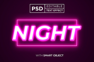 Glowing Neon Sign,Editable PSD Style