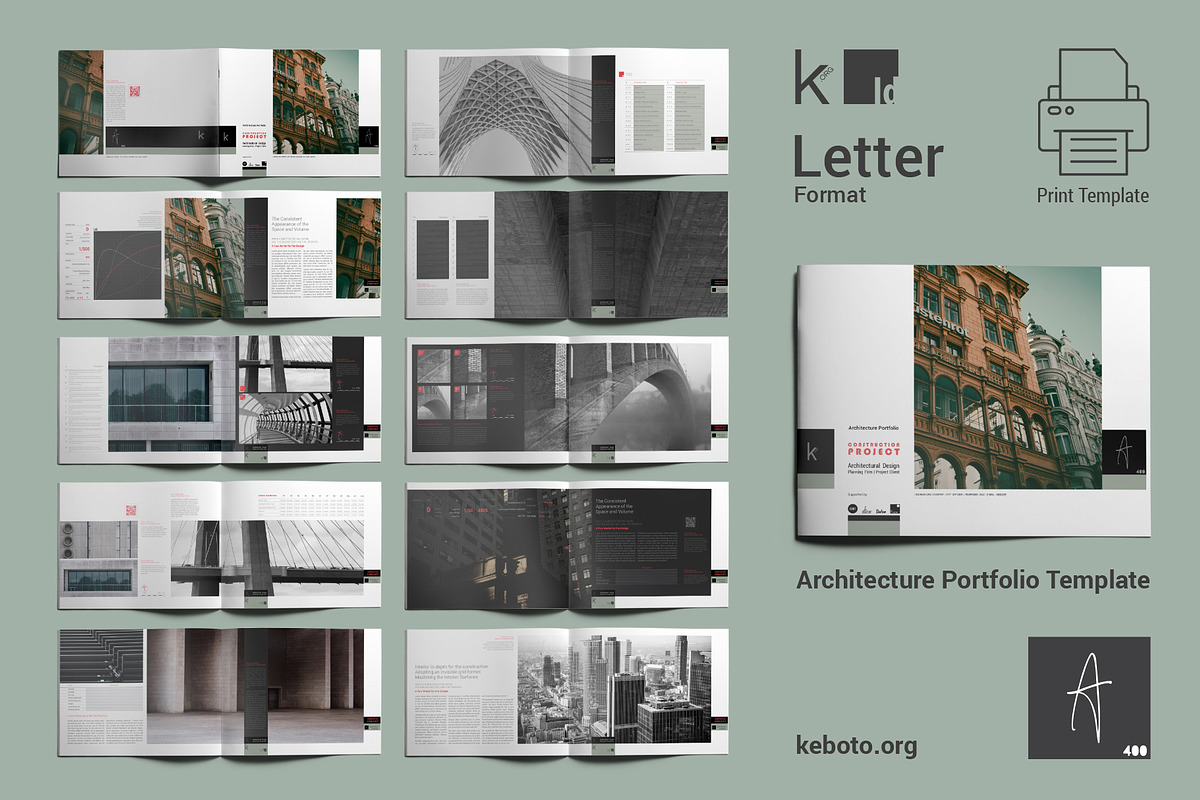 A400 Architecture Portfolio US, a Print Template by Keboto