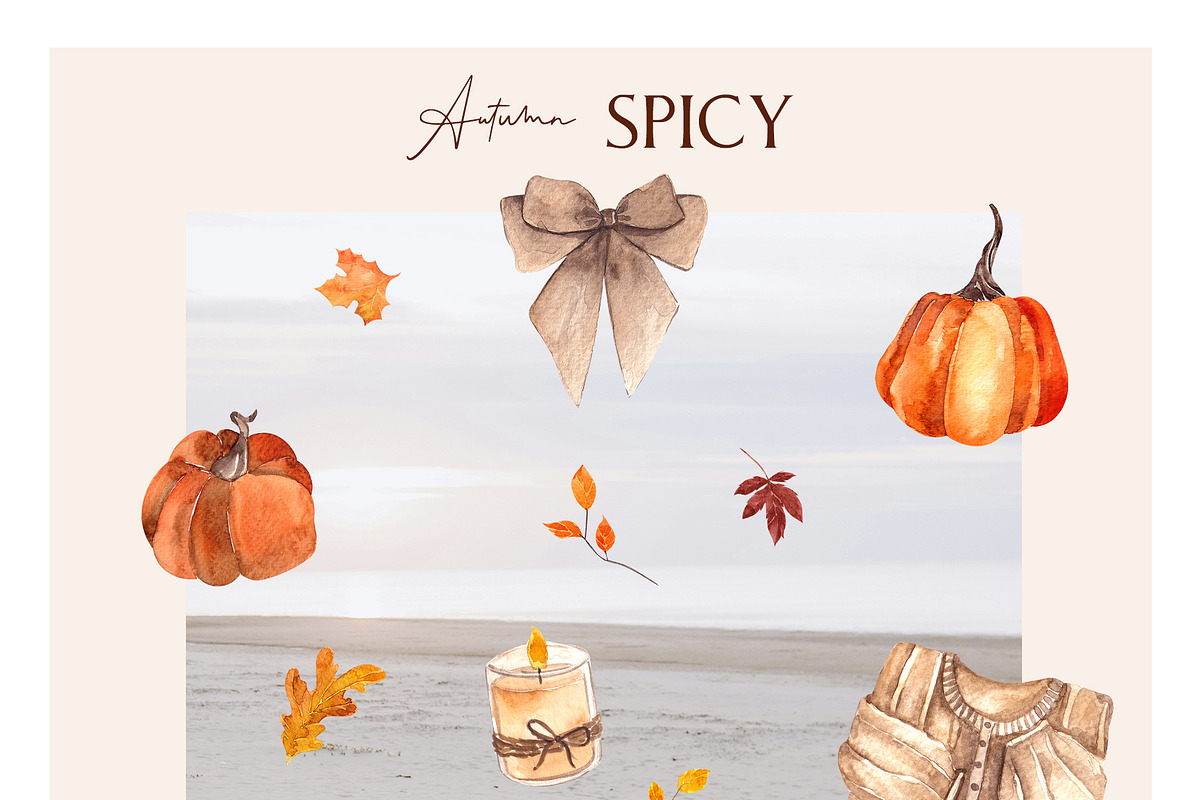 Autumn Spicy.Hand draw watercolor, an Object Graphic by ma_i_vi (Photo 9 of 10)