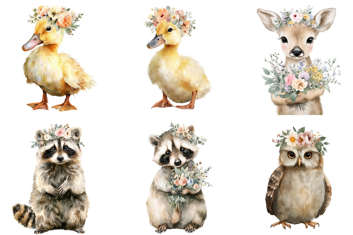 Floral Spring Animals Clipart Bundle, an Illustration by DreamArtGraphic (Photo 3 of 4)