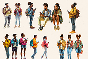 TEENAGE STUDENTS CLIPART PACK, a Person Illustration by Daring Digies (Thumbnail 3 of 7)