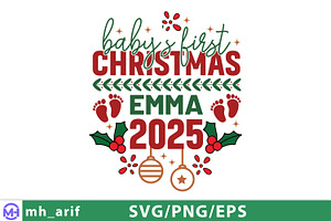 Baby's First Christmas Emma 2025, a Graphic by mh_arif