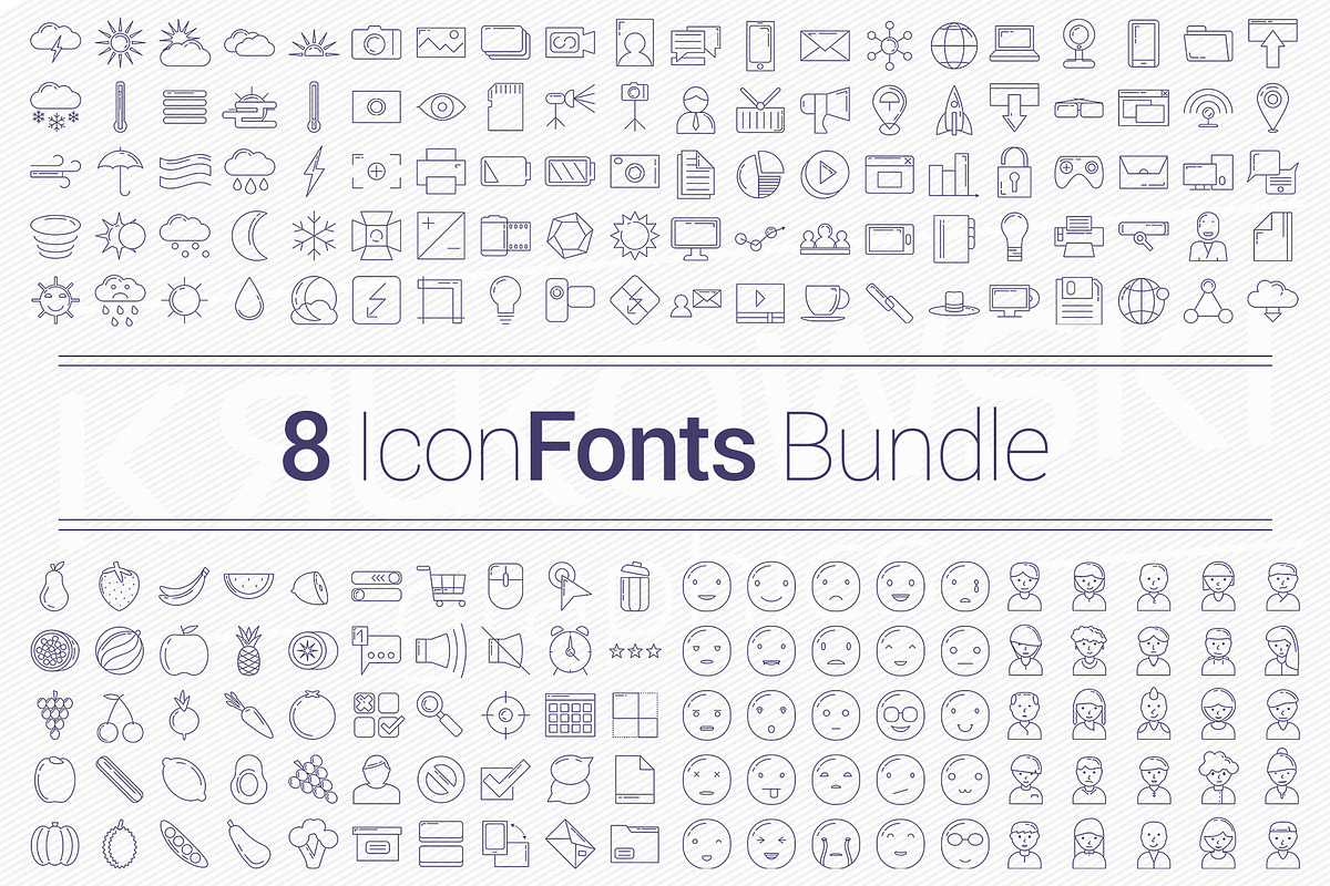 200 Icons in 8 Fonts - Bundle