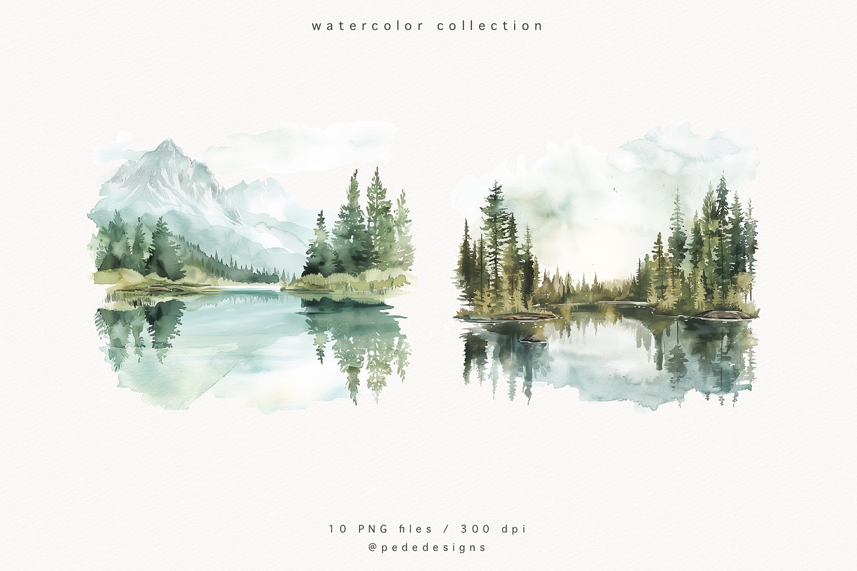 Pine Trees & Lake, a Decorative Illustration by PeDe Designs (Photo 8 of 12)