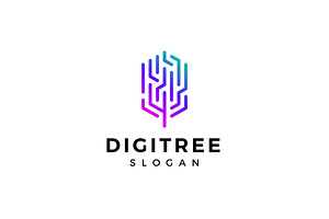 Digital technology tree logo, a Branding & Logo Template by brandphant