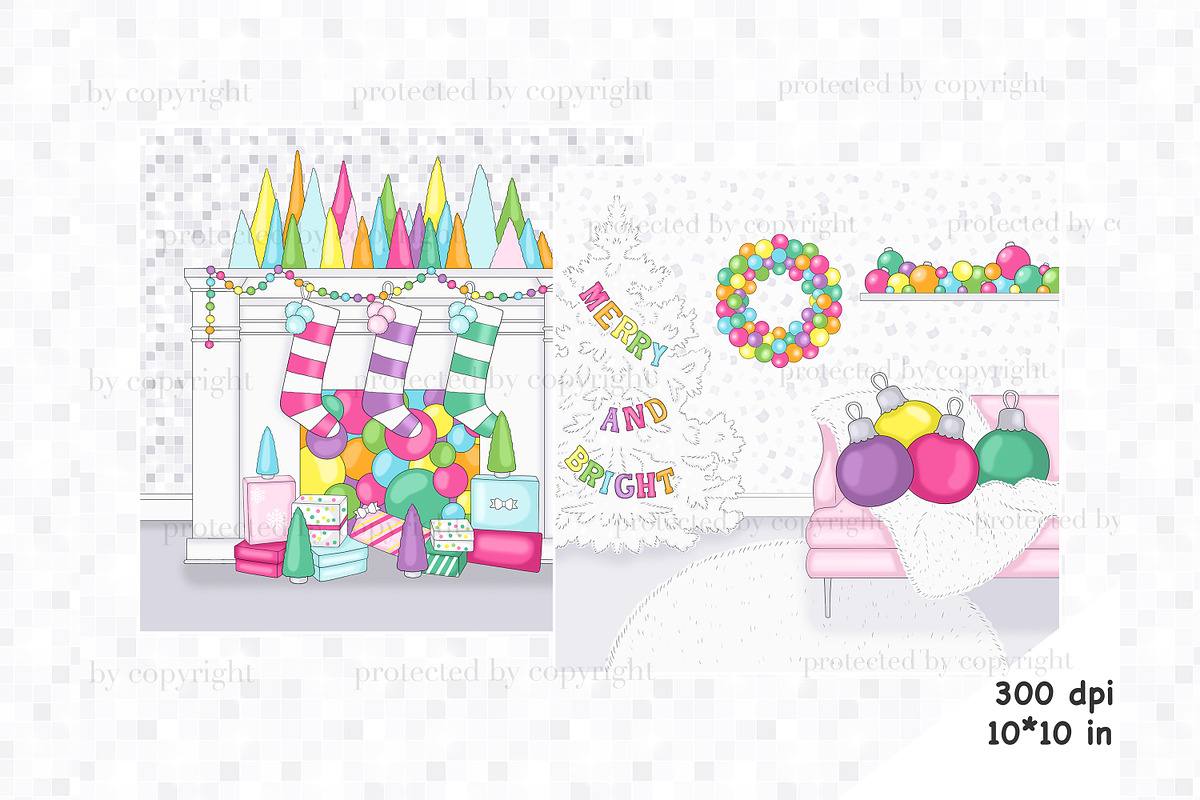 Merry And Bright Scenes, a Seasonal Illustration by GlamArtZhanna (Photo 2 of 3)