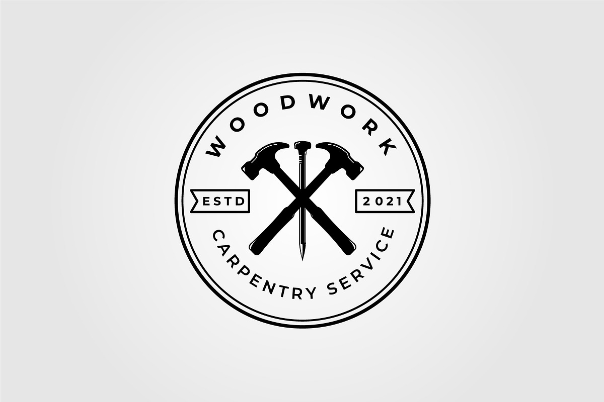 hammer and nail for woodworking logo, a Graphic by Rizkaarishandy_shop