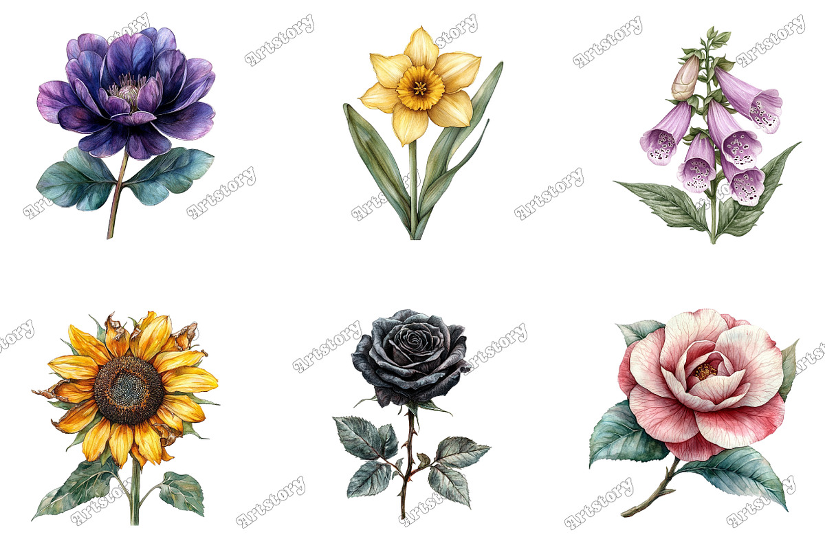 Goth Halloween Wildflowers Clipart, an Illustration by designcity5 (Photo 2 of 5)