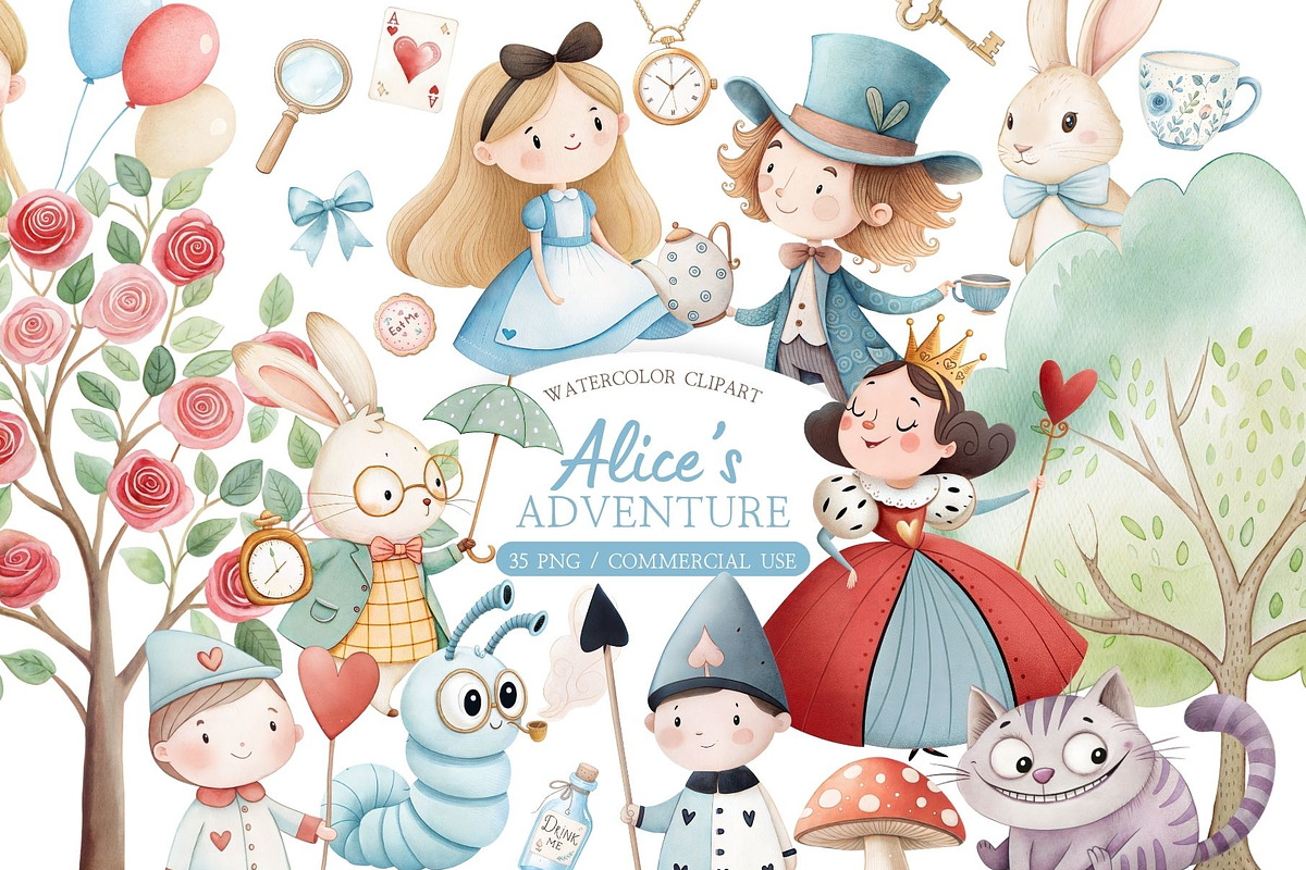 Alice’s Adventure Watercolor, an Illustration by MockupWizard (Photo 1 of 5)