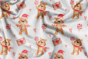 Watercolor Christmas Tiger Clipart, an Illustration by YuliyaArtGarden (Thumbnail 10 of 10)