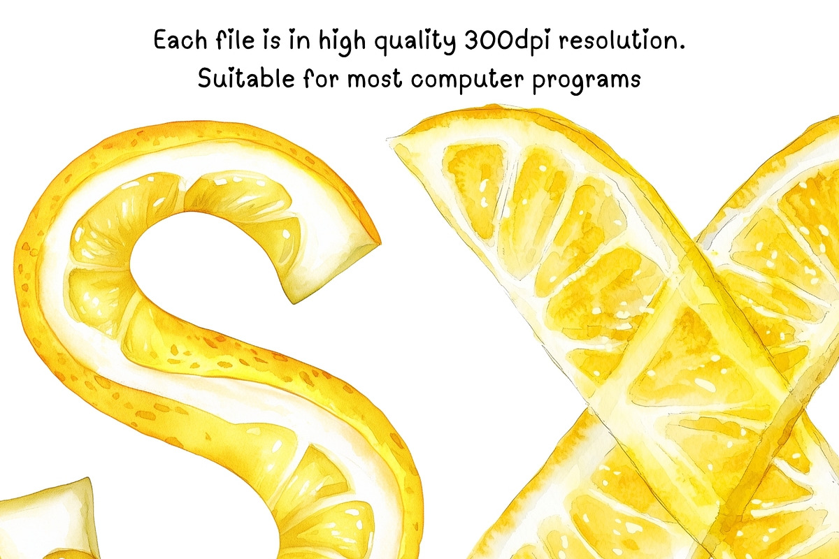 Lemon Alphabet Clipart, an Illustration by PassionPNGcreation (Photo 3 of 5)