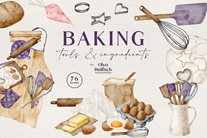Watercolor Baking Tools, Ingredients
