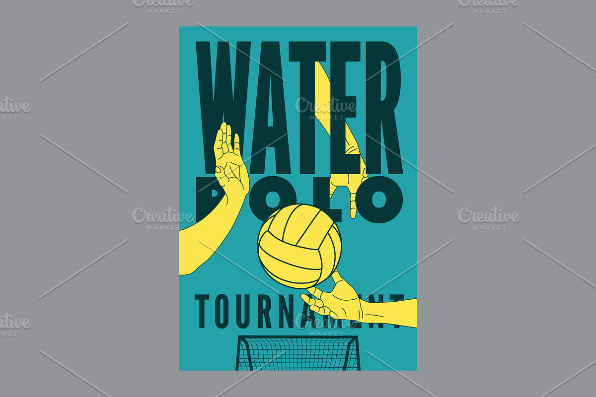 Water Polo retro vector poster set., a Sport Illustration by PoPaShop (Photo 6 of 8)