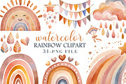 Watercolor Rainbow Clipart, an Illustration by Libby Wishes (Thumbnail 1 of 4)