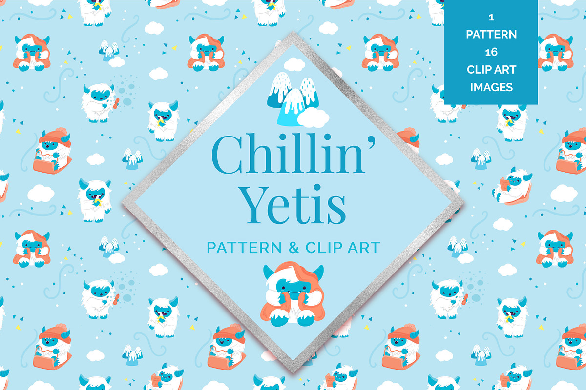 Chillin' Yeti Surface Pattern, a Pattern Graphic by Preyer Design (Photo 1 of 8)