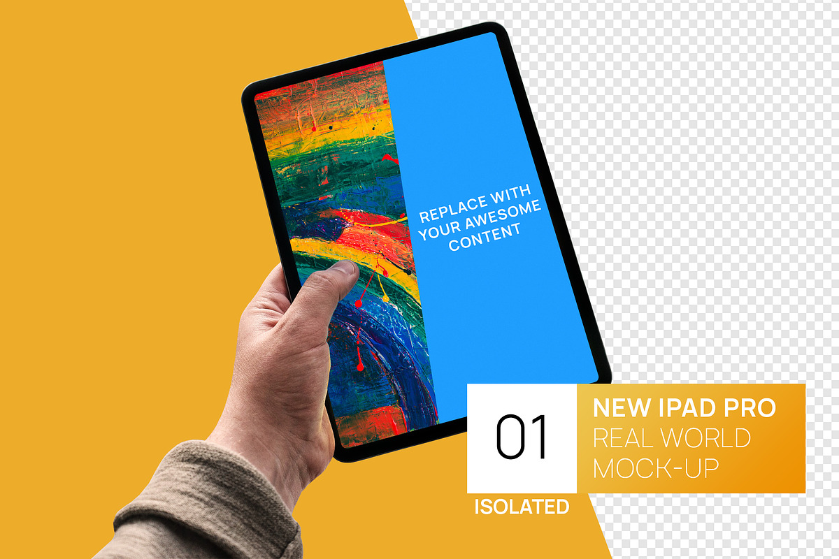 New iPad Pro 11  in Hand Mockup, an iPad Mockup by Edito