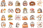 Autumn Hedgehogs Clipart, an Illustration by Sublimation Artist (Thumbnail 2 of 6)