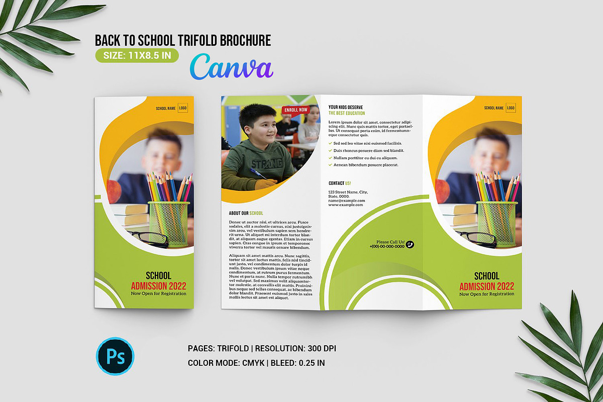 School Admission Trifold Brochure, a Brochure Template by retrographix (Photo 1 of 4)
