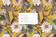 Autumn Owl Botanical Pattern & Motif, a Pattern Graphic by Pink Linen (Thumbnail 4 of 12)