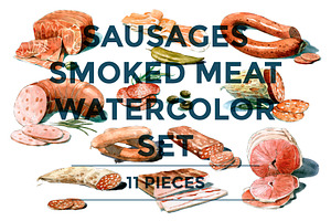 MEAT & SAUSAGES WATERCOLOR SET