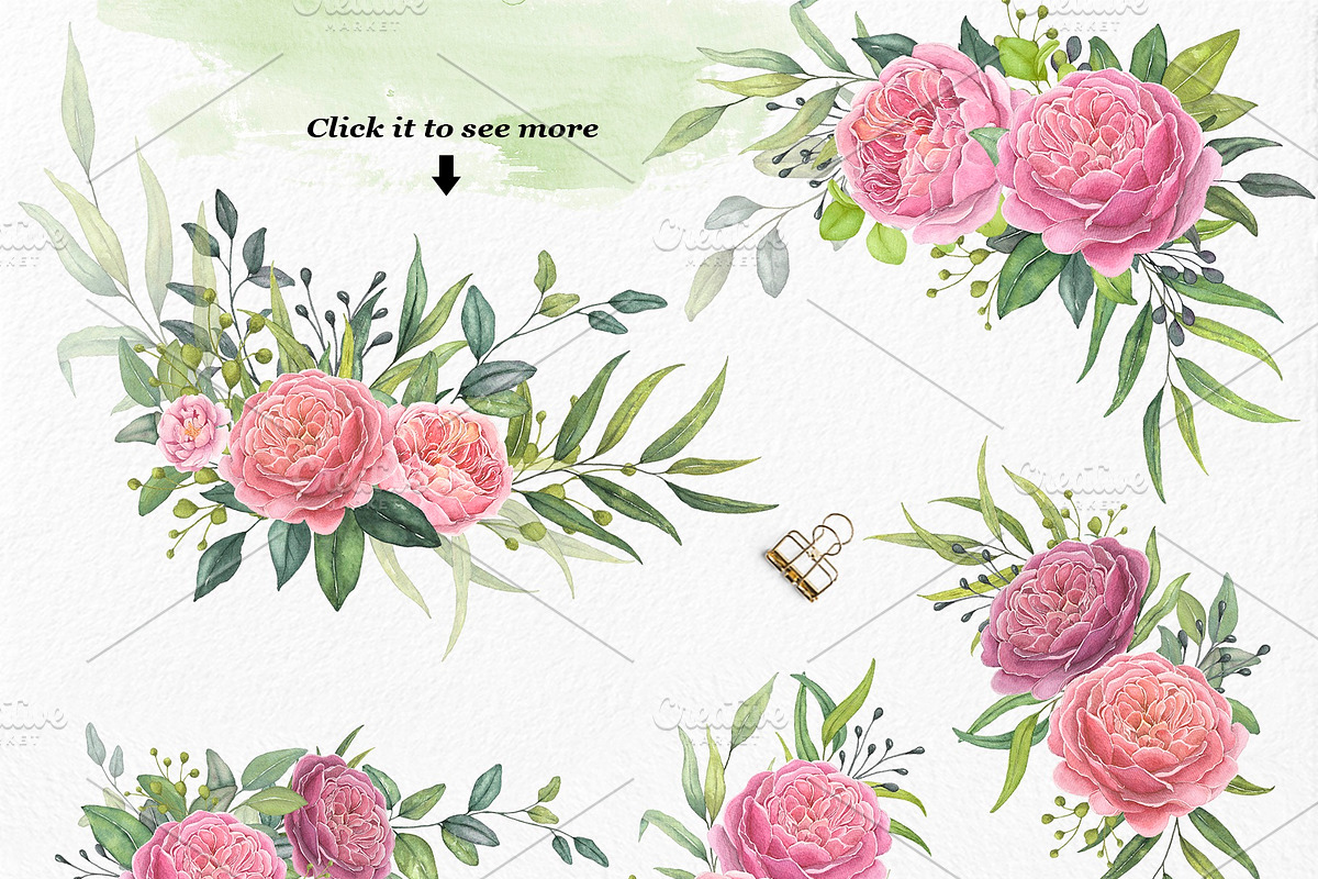Roses - Watercolor Floral Collection, an Illustration by Elly Studio (Photo 3 of 16)