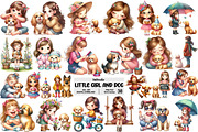 Little Girl and Dog Clipart, an Illustration by Pixels.Craft (Thumbnail 1 of 9)
