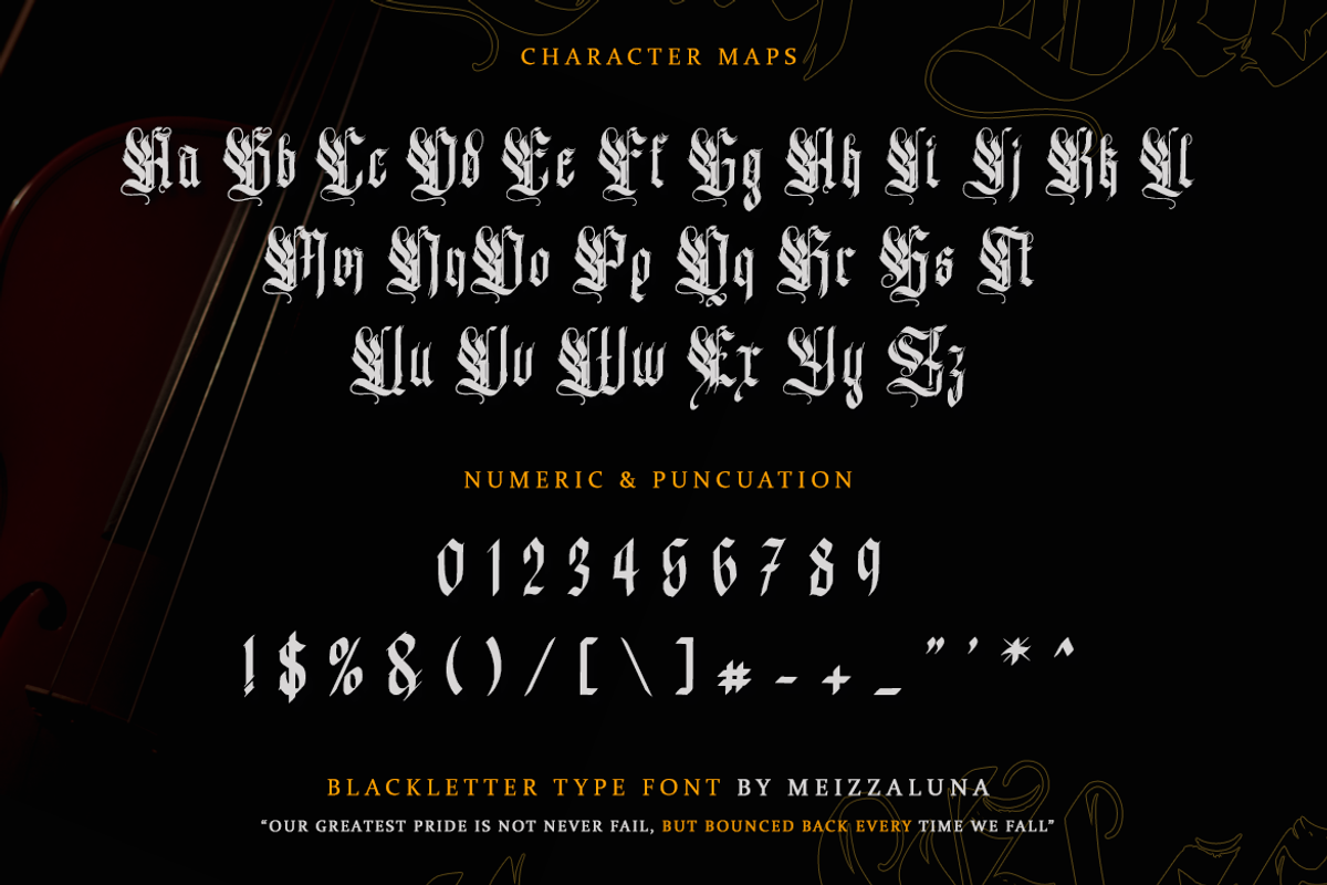 Van Blessing - Blackletter Typeface, a Blackletter Font by Meizzaluna Design (Photo 5 of 10)