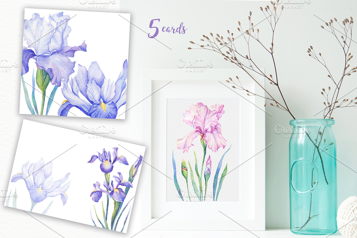 SALE! Watercolor Irises, an Illustration by Irina Diasli (Photo 4 of 5)