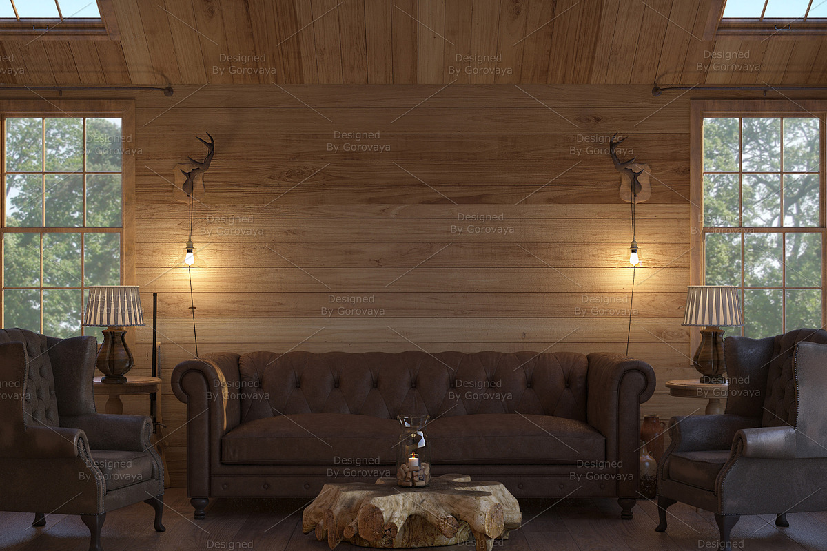 Interior Mockup, Ranch Cabin Log, a Household Mockup by Designed By Gorovaya (Photo 3 of 5)