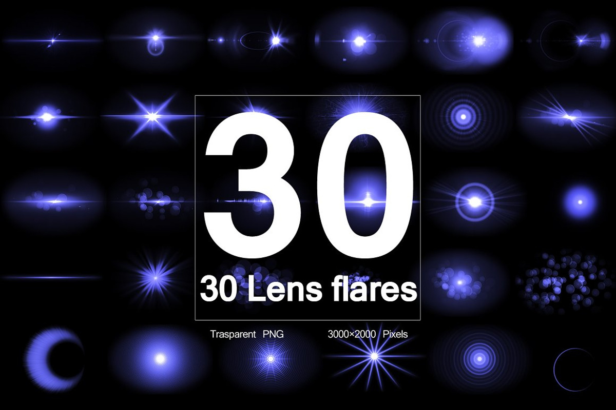 Optical Flares - 30 Lens flares v2, an Object Graphic by RgraphicsDesign (Photo 1 of 3)